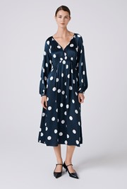 Emlyn Polka Dot V Neck Midi Dress