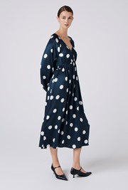 Emlyn Polka Dot V Neck Midi Dress