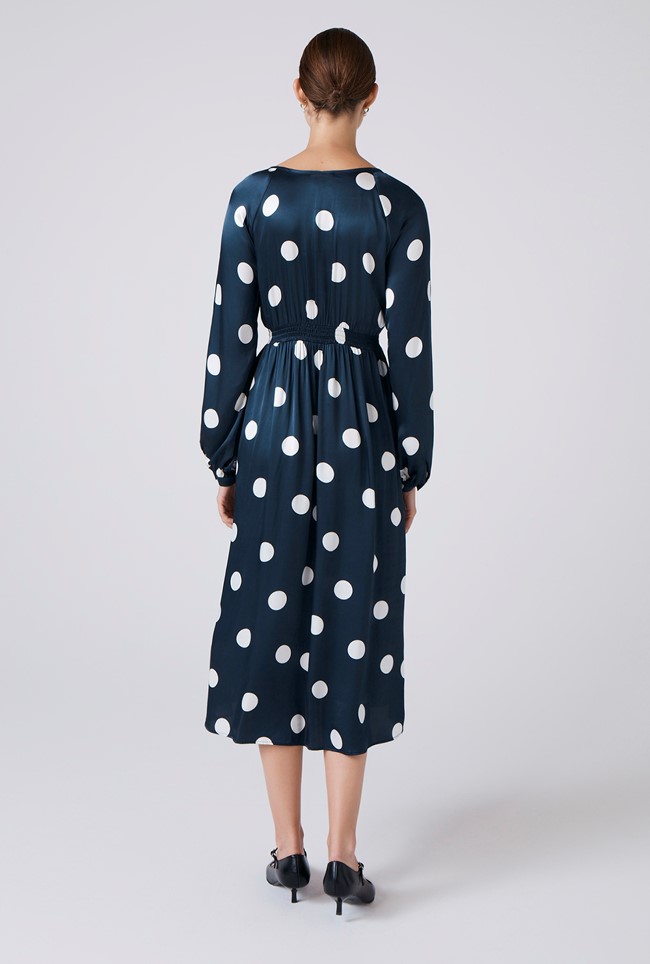 Emlyn Polka Dot V Neck Midi Dress