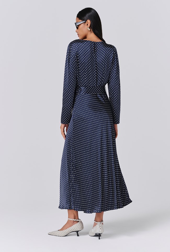 Sophia Polka Dot Belted Midi Dress
