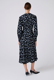 Ashley Floral Crepe Doll Neck Midi Dress