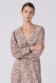 Ashley Floral Crepe Doll Neck Midi Dress