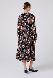 Jade Floral Crepe V Neck Midi Dress