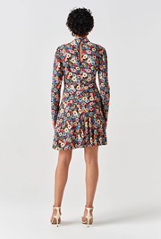 Natalia Floral Crepe Crew Neck Short Dress