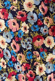 Natalia Floral Crepe Crew Neck Short Dress