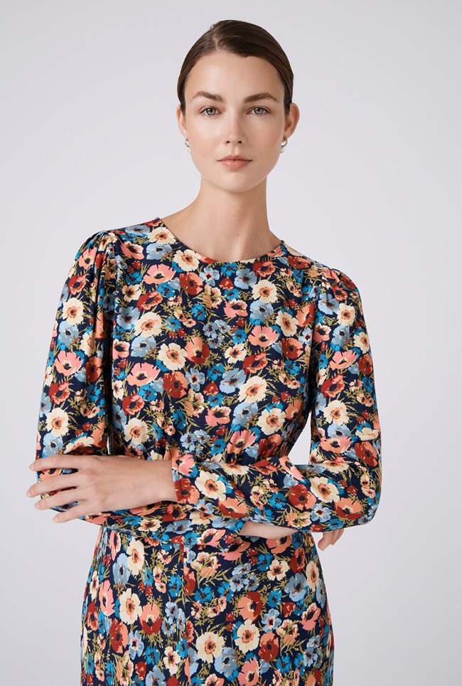 Josie Floral Crepe Midi Dress