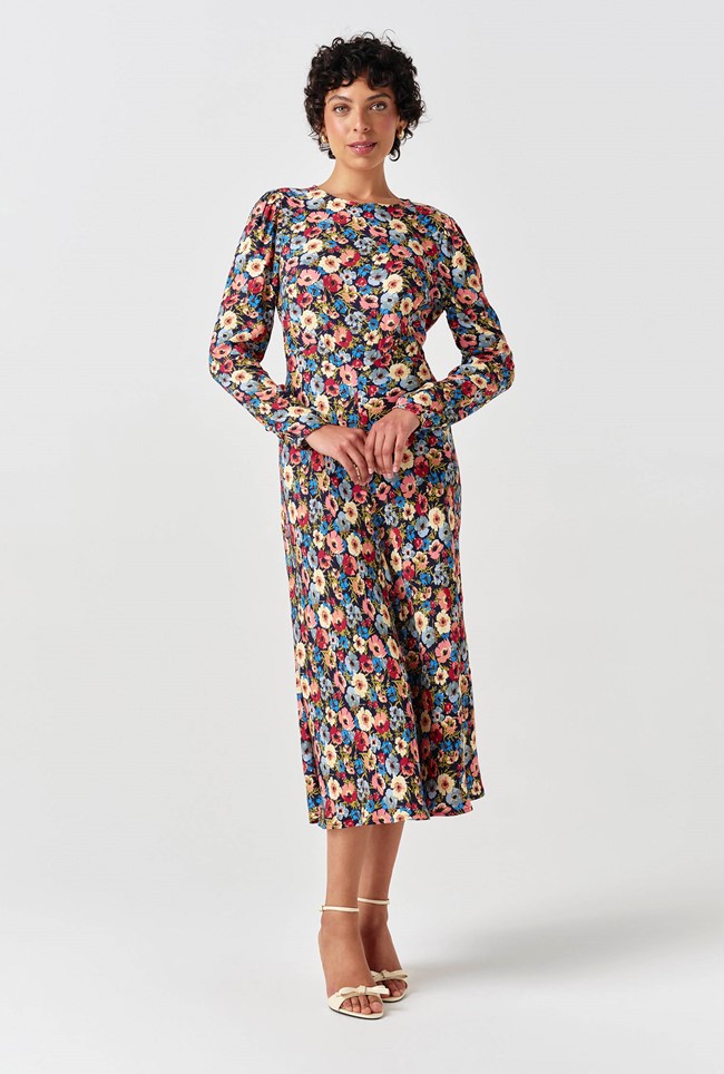 Josie Floral Crepe Midi Dress