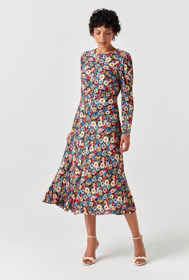 Josie Floral Crepe Midi Dress