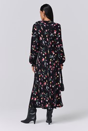 Stella Floral Crepe Round Neck Midi Dress