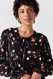Stella Floral Crepe Round Neck Midi Dress