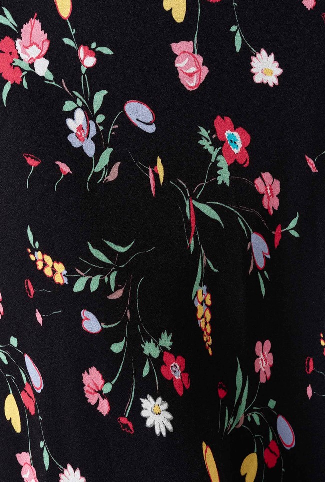 Stella Floral Crepe Round Neck Midi Dress