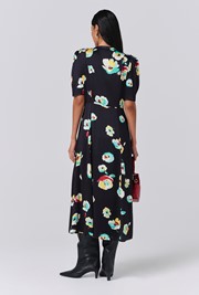 Savannah Floral Satin Midi Tea Dress