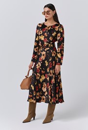 Sophia Floral Boat Neck Midi Dress