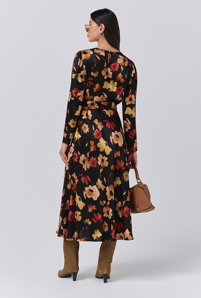 Sophia Floral Boat Neck Midi Dress