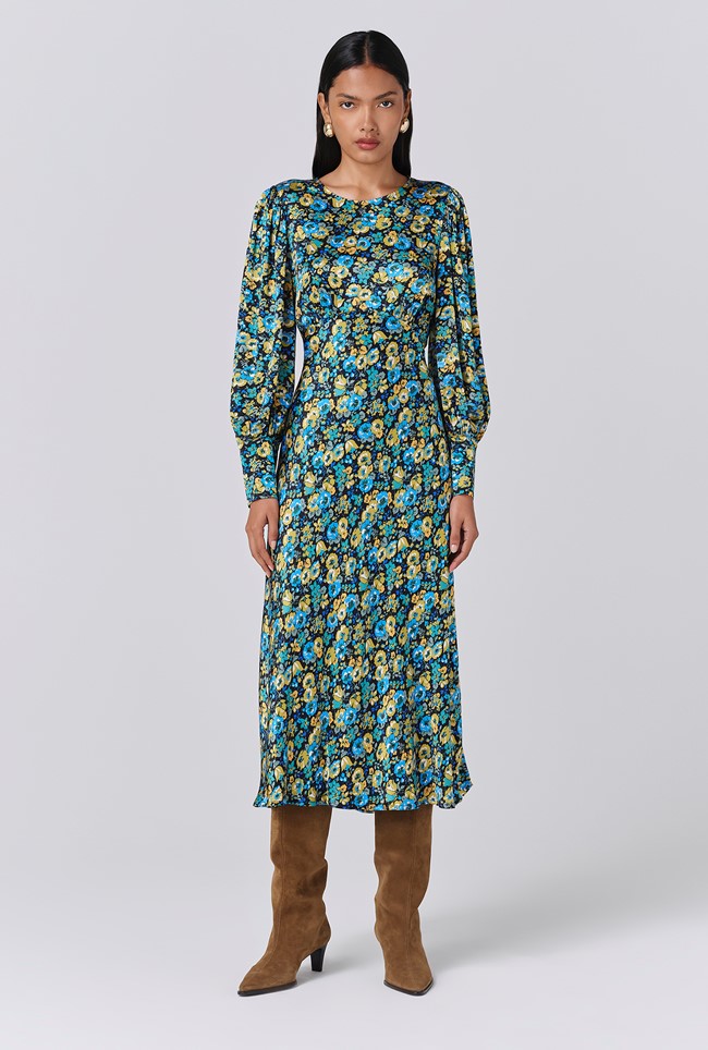 Fiona Satin Neck Midi Dress