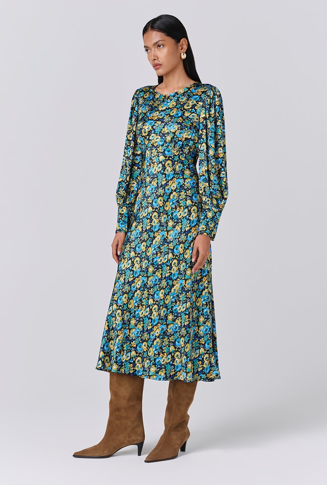 Fiona Satin Neck Midi Dress