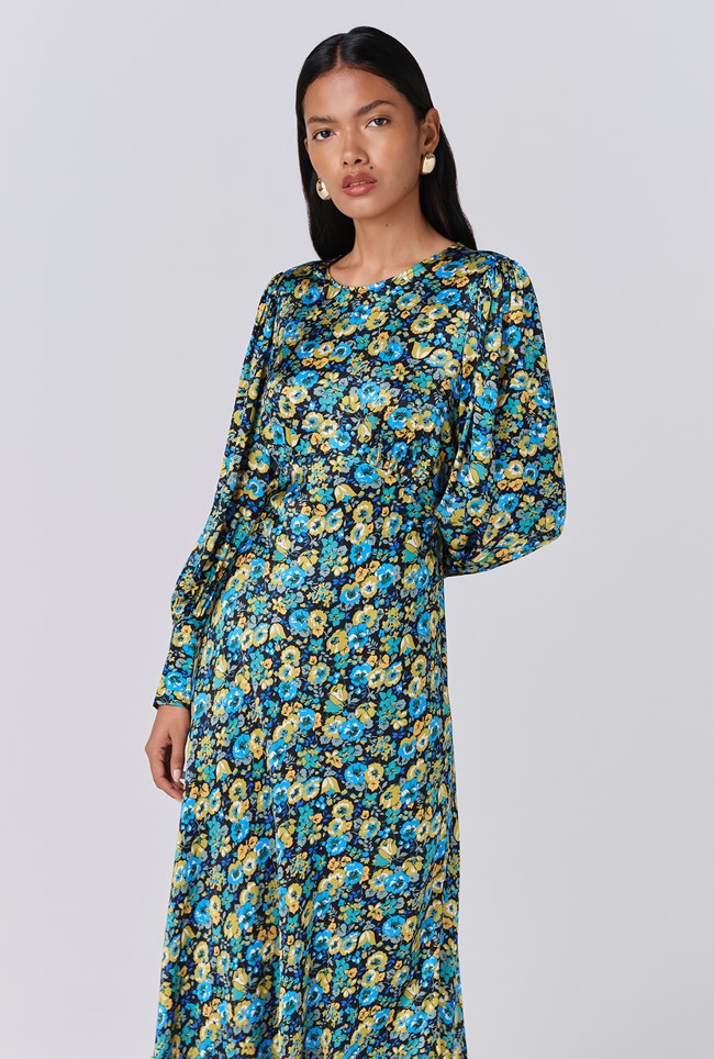 Fiona Satin Neck Midi Dress