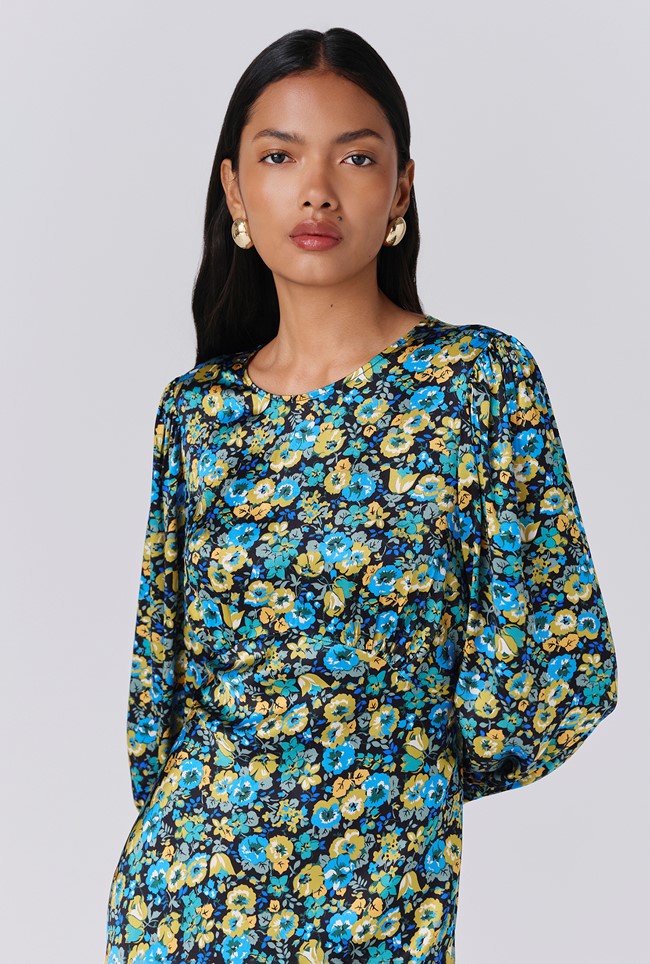 Fiona Satin Neck Midi Dress