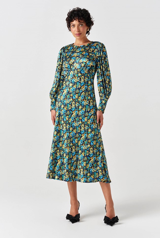 Fiona Satin Neck Midi Dress