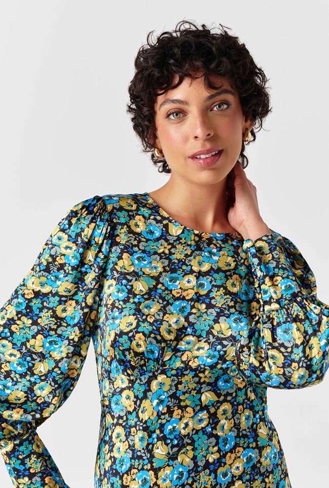 Fiona Satin Neck Midi Dress