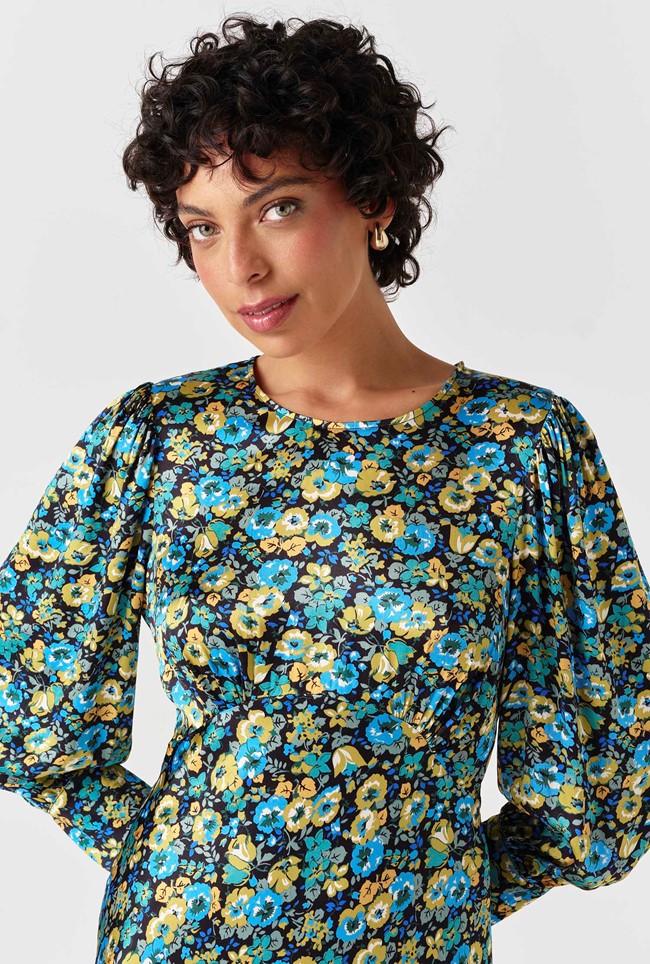 Fiona Satin Neck Midi Dress