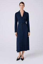 Elena Crepe Button Through Midi Dress