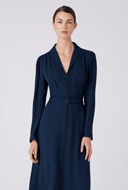 Elena Crepe Button Through Midi Dress