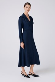 Elena Crepe Button Through Midi Dress