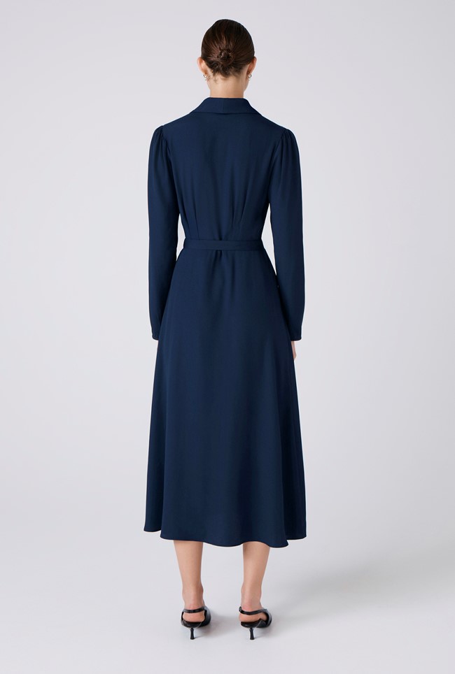 Elena Crepe Button Through Midi Dress