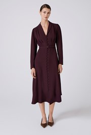 Elena Crepe Button Through Midi Dress