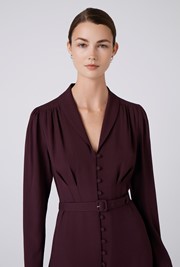 Elena Crepe Button Through Midi Dress