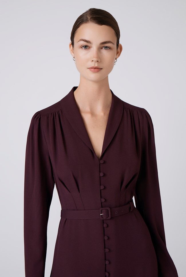 Elena Crepe Button Through Midi Dress