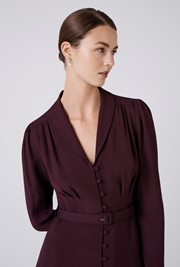 Elena Crepe Button Through Midi Dress