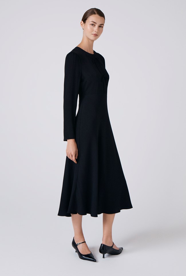 Cora Crepe Tie Front Midi Dress