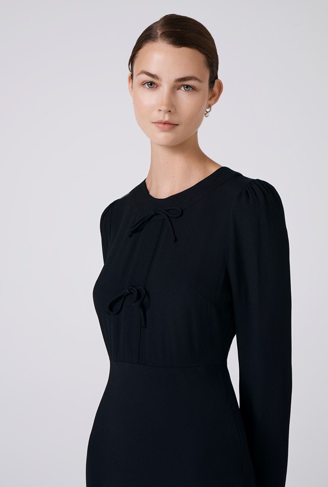 Cora Crepe Tie Front Midi Dress