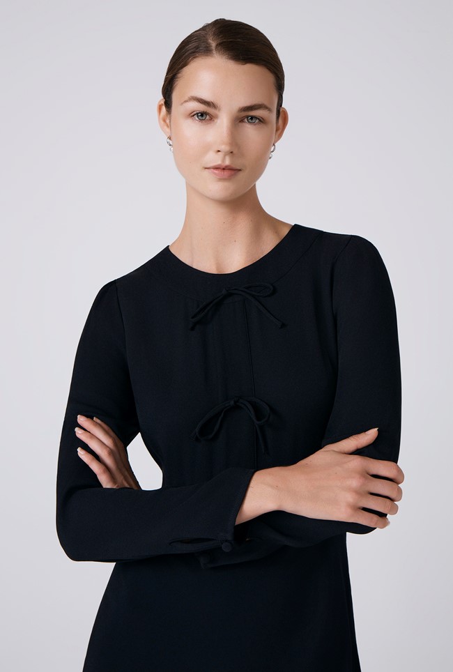 Cora Crepe Tie Front Midi Dress