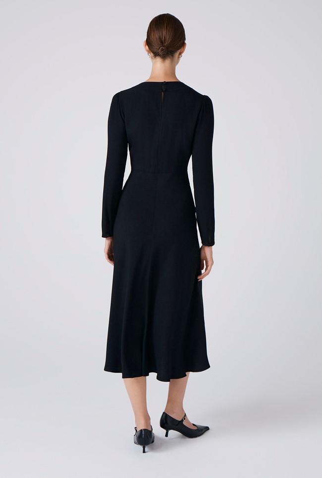 Cora Crepe Tie Front Midi Dress