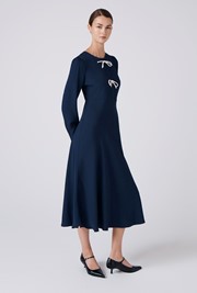 Cora Crepe Tie Front Midi Dress