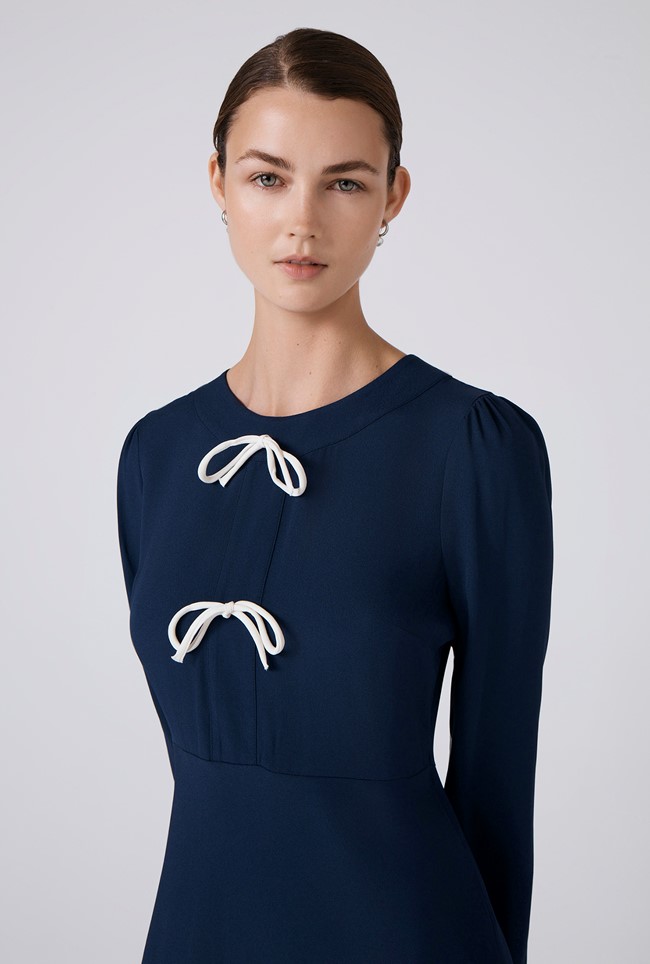 Cora Crepe Tie Front Midi Dress