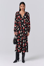Gracie Floral V Neck Midi Dress
