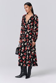 Gracie Floral V Neck Midi Dress