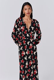 Gracie Floral V Neck Midi Dress