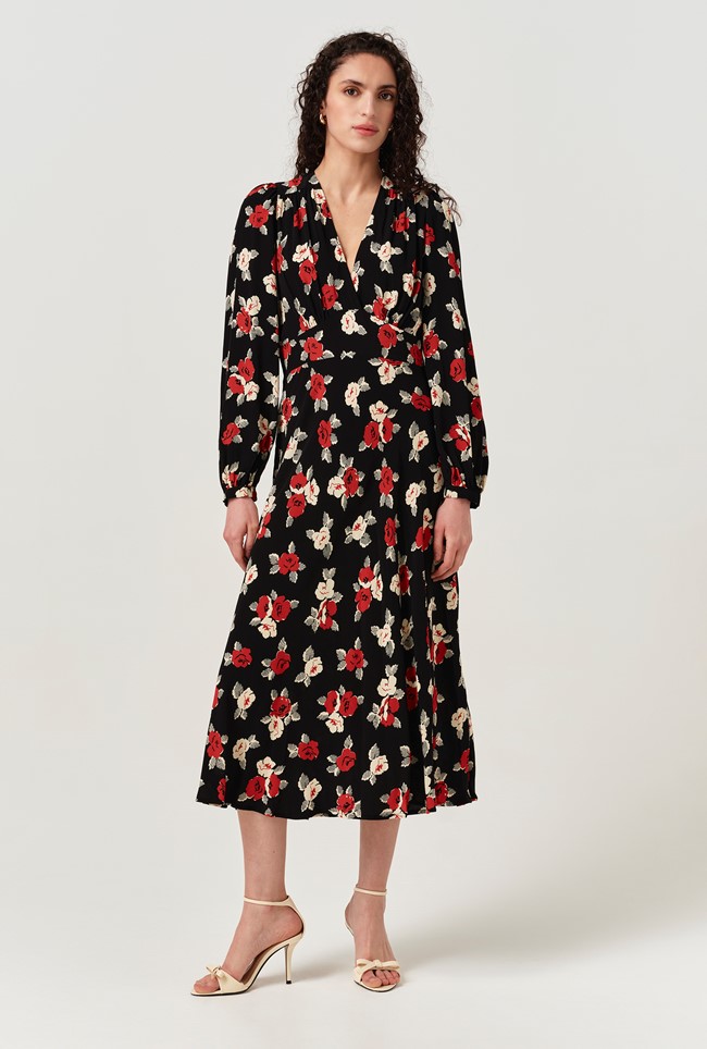 Gracie Floral V Neck Midi Dress