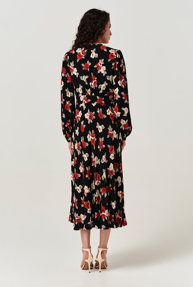 Gracie Floral V Neck Midi Dress