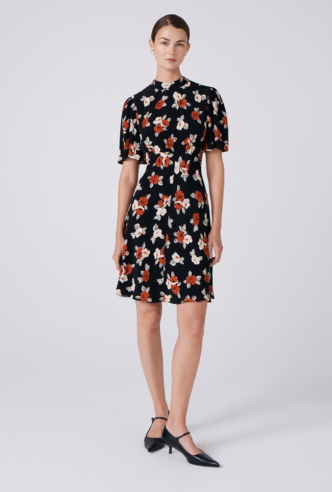 Leah Floral Crew Neck Short Dress