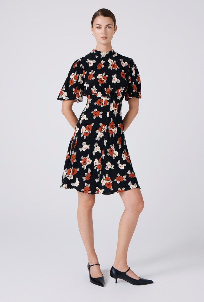 Leah Floral Crew Neck Short Dress