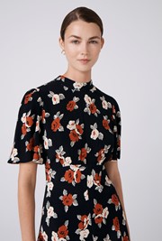 Leah Floral Crew Neck Short Dress