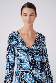 Remi Floral Crepe V Neck Short Dress