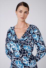 Remi Floral Crepe V Neck Short Dress