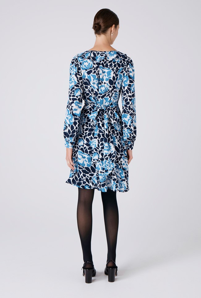 Remi Floral Crepe V Neck Short Dress